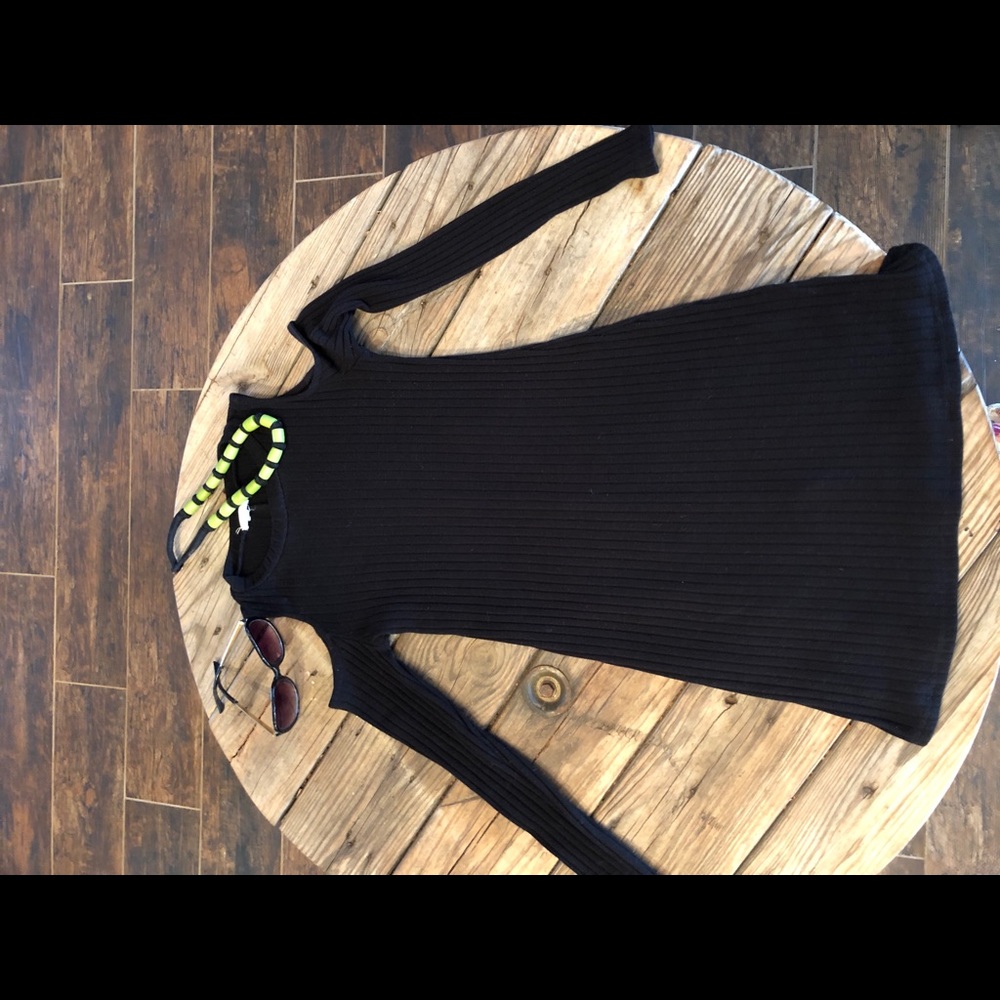 Black cold shoulder dress